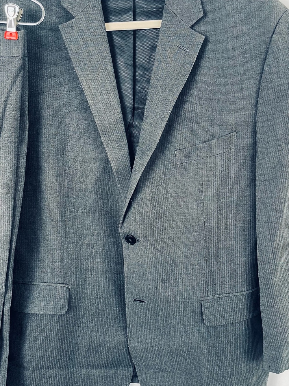 Kenneth Cole Awareness Slim Cut Slate Grey Business Suit Jacket & Pants 46R